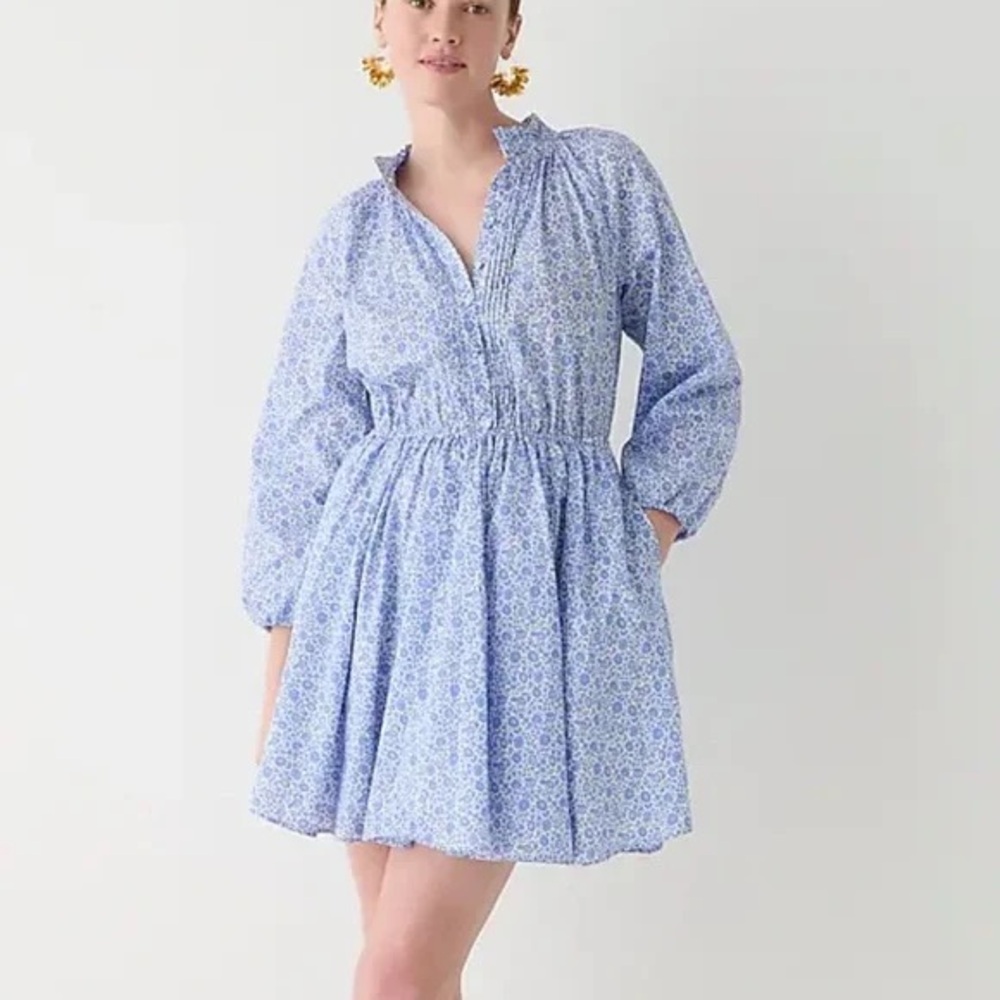 J Crew Liberty blue floral fabric cotton dress sz S